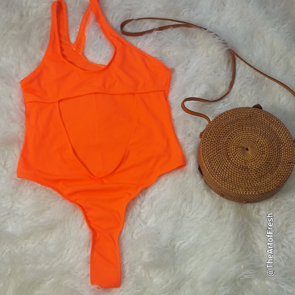 Sweet Orange One-Piece Asymmetrical Cutout Swimsuit - NWOT - Picture 9 of 9